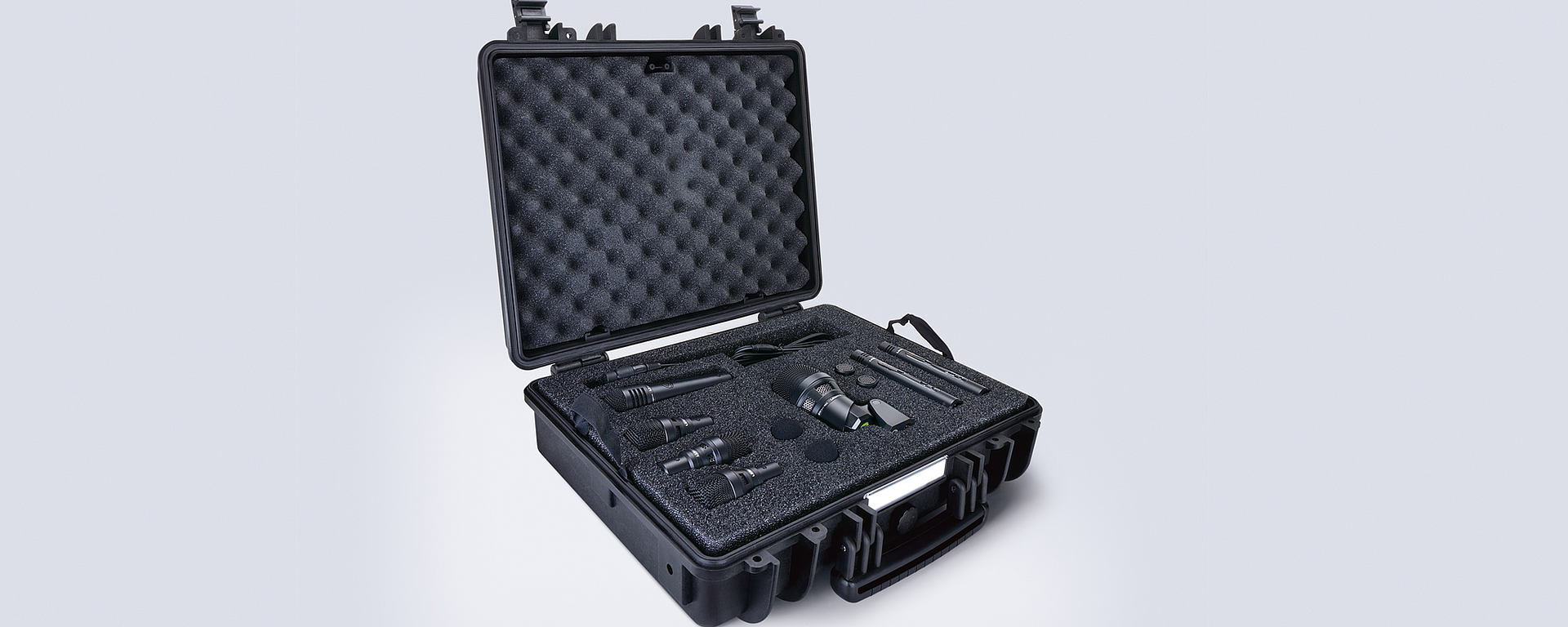 This image shows the DTP Beat Kit Pro 7 drum microphone package in its case